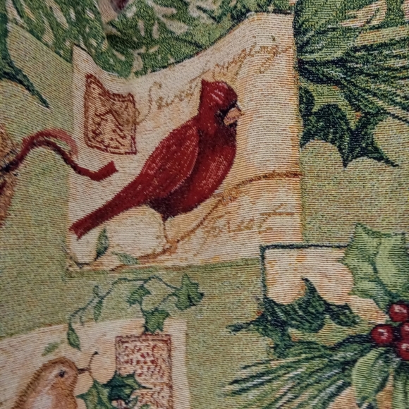 Manual Weavers  Susan WInget Holiday Birds Afghan Blanket Throw Tapestry 57x63 - Picture 3 of 11